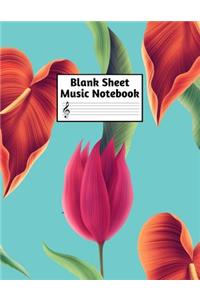 Blank Sheet Music Notebook: Easy Blank Staff Manuscript Book Large 8.5 X 11 Inches Musician Paper Wide 12 Staves Per Page for Piano, Flute, Violin, Guitar, Trumpet, Drums, Cell