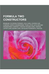 Formula Two Constructors: Brabham, Scuderia Ferrari, Lola Cars, Cooper Car Company, March Engineering, Team Lotus, Alta Car and Engineering Comp