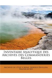 Inventaire Analytique Des Archives Des Commanderies Belges