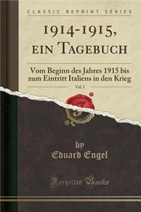 1914-1915, Ein Tagebuch, Vol. 3: Vom Beginn Des Jahres 1915 Bis Zum Eintritt Italiens in Den Krieg (Classic Reprint)