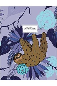 Sloth Journal: Ruled, Large, Soft Cover. Cute Animal Design in Blue and Purple (Cute Journals)
