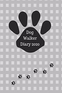 Dog Walker Diary 2020: Appointment diary to record all your dog walking times & client details. Day to a page with hourly slots.Cute paw prints on interior pages. Perfect 