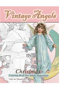 Vintage Angels christmas coloring book for adults relaxation