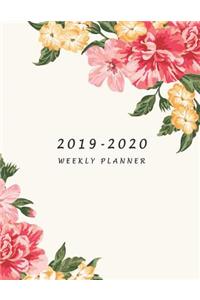 2019-2020 Weekly Planner: Large Two Year Planner with Flower Coloring Pages