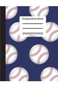 Composition Book 200 Sheet/400 Pages 8.5 X 11 In.-Wide Ruled Baseball-Navy