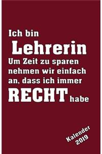Ich Bin Lehrerin Kalender 2019