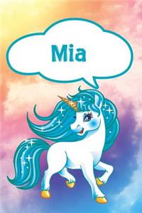 MIA: Personalized Unicorn Handwriting Practice Paper for Kids Notebook with Dotted Lined Sheets for K-3 Students Featuring 120 Lined Pages 6x9