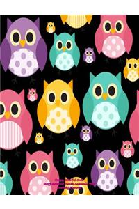 Happy Colorful Owls 2019-2020 18 Month Academic Year Monthly Planner