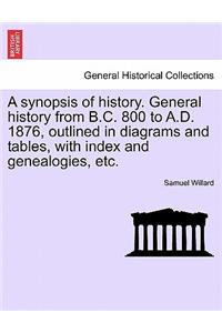 A Synopsis of History. General History from B.C. 800 to A.D. 1876, Outlined in Diagrams and Tables, with Index and Genealogies, Etc.