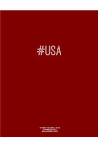 Notebook for Cornell Notes, 120 Numbered Pages, #USA, Burgundy Cover
