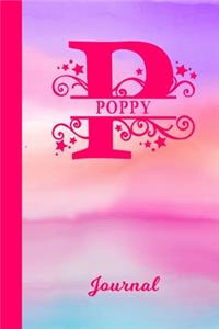 Poppy Journal: Personalized Custom First Name Personal Writing Diary - Cute Pink & Purple Watercolor Effect Cover - Daily Journaling for Journalists & Writers for 