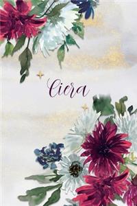 Ciera: Personalized Journal Gift Idea for Women (Burgundy and White Mums)