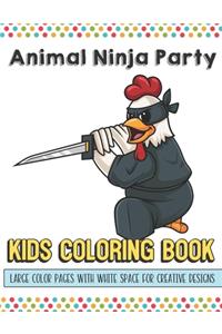 Animal Ninjas Kids Coloring Book Large Color Pages With White Space For Creative Designs