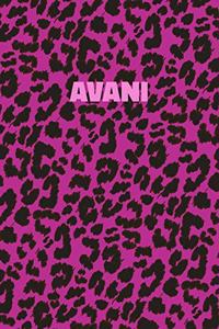 Avani: Personalized Pink Leopard Print Notebook (Animal Skin Pattern). College Ruled (Lined) Journal for Notes, Diary, Journaling. Wild Cat Theme Design wi