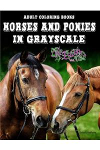 Adult Coloring Books Horses and Ponies in Grayscale