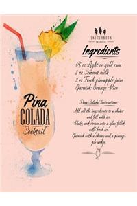 Pina colada cocktail sketchbook