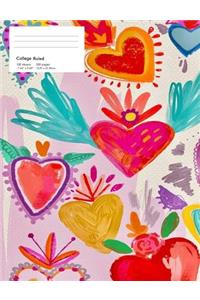 Hearts & Love College Composition Notebook.: Cute Love Notebook with Hearts. Ideal for Those Lovers of Pop Art Notebooks. Pretty College Composition Notebook for Girls.