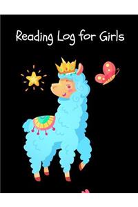 Reading Log for Girls: Cute Princess Llama Unicorn Book Record for Kids with Questions Novelty Gift for Book Lovers, Book Reviews for Bookworms