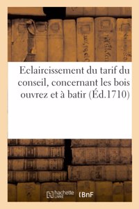 Eclaircissement Du Tarif Du Conseil, Concernant Les Bois Ouvrez Et À Batir