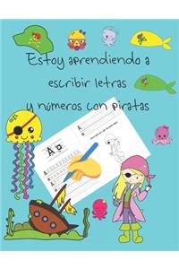 Estoy aprendiendo a escribir letras y números con piratas