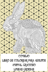 Libro de colorear para adultos - Líneas gruesas - Animal gracioso - Conejo