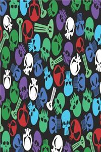 Gothic Notizbuch Bunte Schädel in Türkis