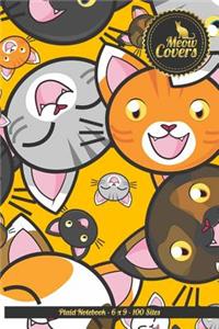 Meow Covers Plaid Notebook - 6 X 9 - 100 Sites