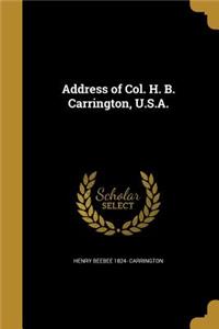 Address of Col. H. B. Carrington, U.S.A.