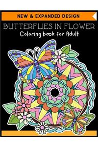 BUTTERFLIES IN FLOWER Coloring book for Adult