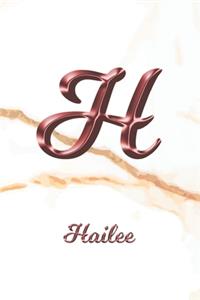 Hailee: Sketchbook - Blank Imaginative Sketch Book Paper - Letter H Rose Gold White Marble Pink Effect Cover - Teach & Practice Drawing for Experienced & As