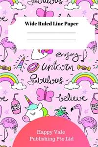 Cute Unicorn Theme Wide Ruled Line Paper