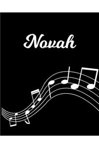 Novah: Sheet Music Note Manuscript Notebook Paper - Personalized Custom First Name Initial N - Musician Composer Instrument Composition Book - 12 Staves a 