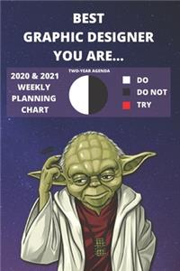 2020 & 2021 Two-Year Weekly Planner For Graphic Designer Job - Funny Yoda Quote Appointment Book Gift - Two Year Agenda Notebook