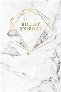 Bullet Journal: Marble + Gold Trendy Journal - 120-Page 1/4 Inch Dot Grid Notebook- 6 X 9 Marble & Gold Perfect Bound Softcover