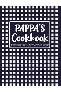 Pappa's Cookbook Blank Recipe Book Navy Gingham Edition