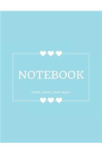 Notebook Extra Large: Light Aqua: Notebook 8.5 X 11: Notebook 400 Pages