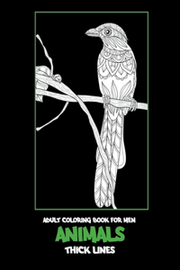 Adult Coloring Book for Men - Animals - Thick Lines