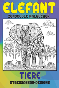 Zendoodle Malbücher - Stressabbau-Designs - Tiere - Elefant
