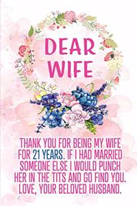 Dear Wife Thank you for Being My Wife for 21 Years