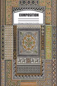 Composition: College Rule School Notebook or Journal. Pompeii Mosaic Blank Lined Book