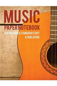 Music paper notebook - Guitar chord, Standard staff & Tablature