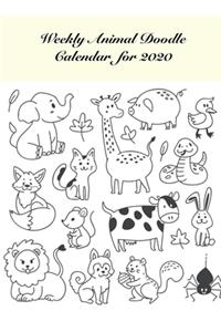 Small Weekly Animal Doodle Calendar for 2020