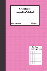 Graph Composition Notebook 5 Squares per inch 5x5 Quad Ruled 5 to 1 100 Sheets