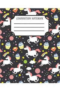 Composition Notebook: Cute Unicorn Composition Notebook For Students, Wide Ruled Paper