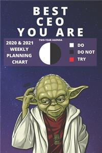 2020 & 2021 Two-Year Weekly Planner For Best CEO Position - Funny Yoda Quote Appointment Book Gift - Two Year Agenda Notebook