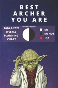 2020 & 2021 Two-Year Weekly Planner For Best Archer Gift - Funny Yoda Quote Appointment Book - Two Year Agenda Notebook
