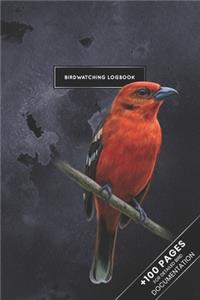 Bird Watching Birding Ornithology Journal Log Book - Flame Tanager