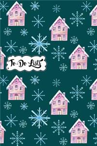 To-Do List Book - Christmas Holiday To Do Lists Journal Notebook Winter Houses Pattern 5