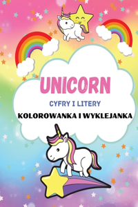 Jednorożec Liczby i litery Książka do kolorowania i rysowania