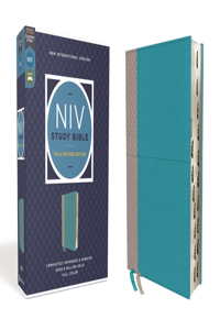 NIV Study Bible, Fully Revised Edition, Leathersoft, Teal/Gray, Red Letter, Thumb Indexed, Comfort Print